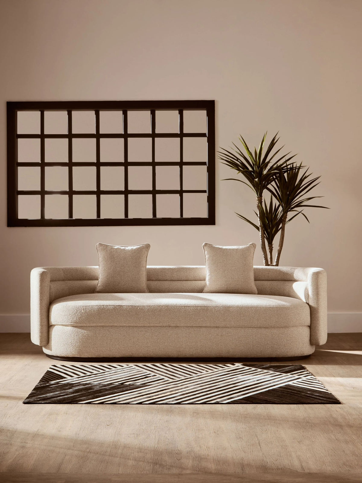 Nayland Ivory Linen 3 Seater Curved Sofa