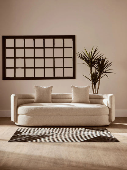 Nayland Ivory Linen 3 Seater Curved Sofa