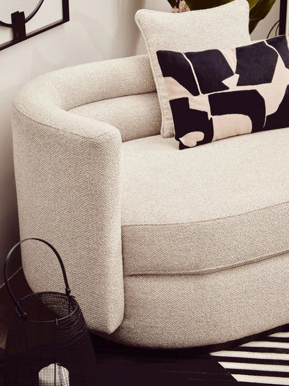 Nayland Ivory Linen 3 Seater Curved Sofa