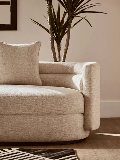 Nayland Ivory Linen 3 Seater Curved Sofa