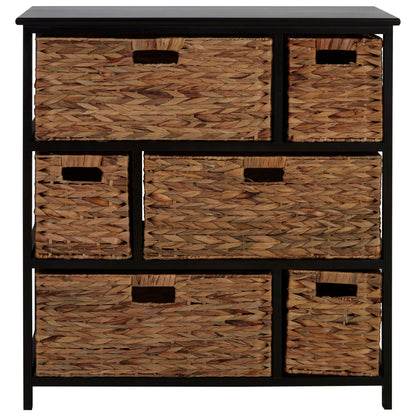 Clare Black Storage Unit with 6 Water Hyacinth Drawers