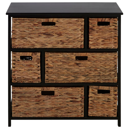 Clare Black Storage Unit with 6 Water Hyacinth Drawers