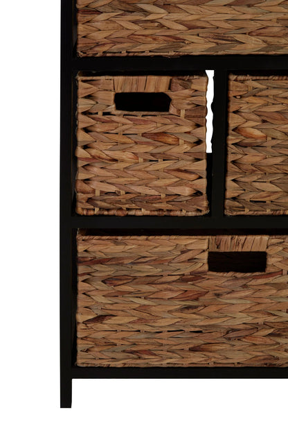 Clare Black Storage Unit with 6 Water Hyacinth Drawers