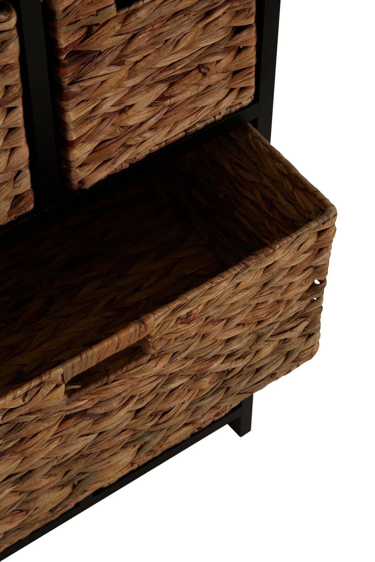 Clare Black Storage Unit with 6 Water Hyacinth Drawers