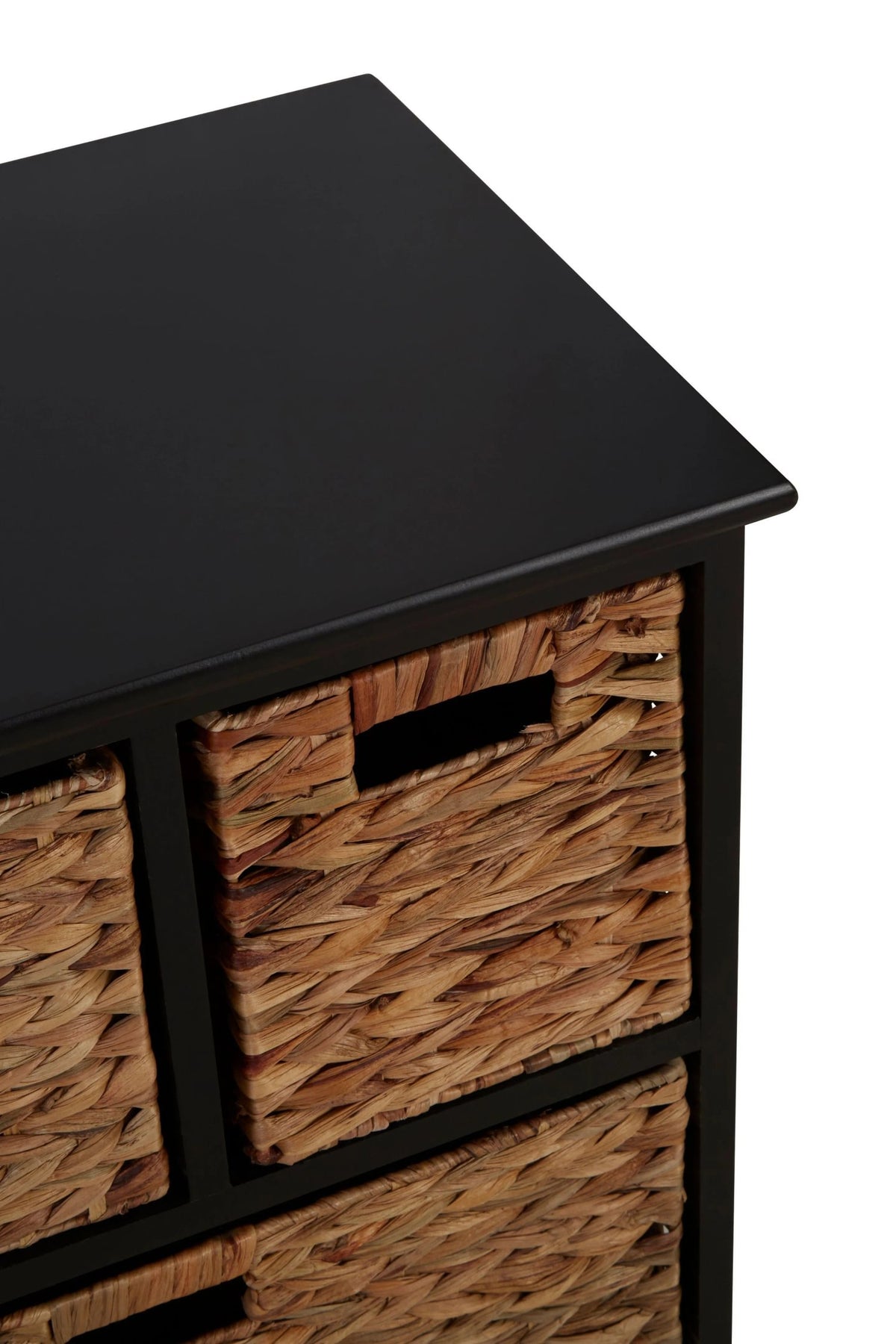 Clare Black Storage Unit with 6 Water Hyacinth Drawers