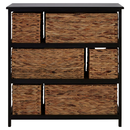 Clare Black Storage Unit with 6 Water Hyacinth Drawers