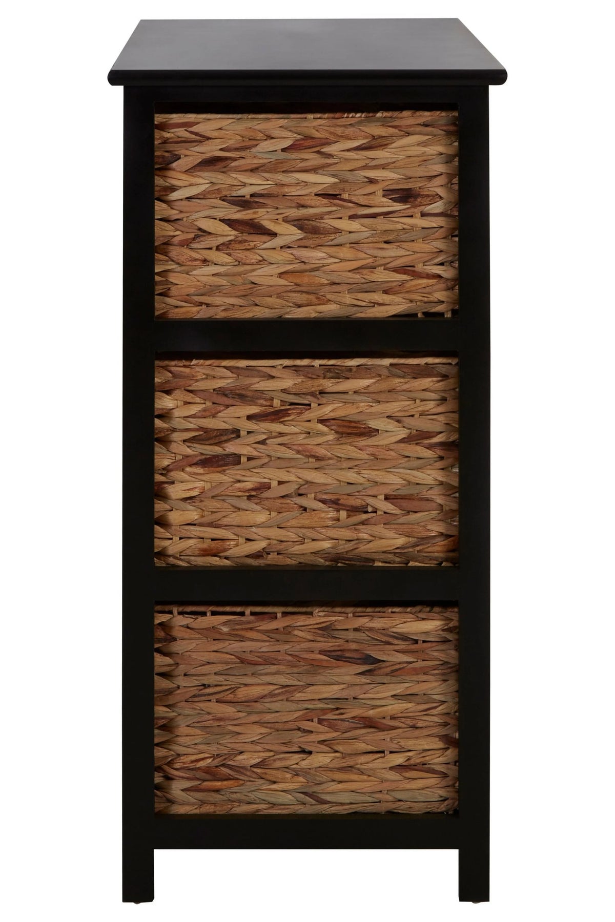 Clare Black Storage Unit with 6 Water Hyacinth Drawers