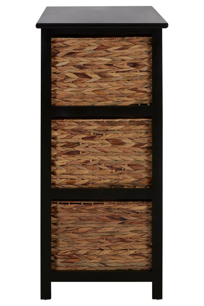 Clare Black Storage Unit with 6 Water Hyacinth Drawers