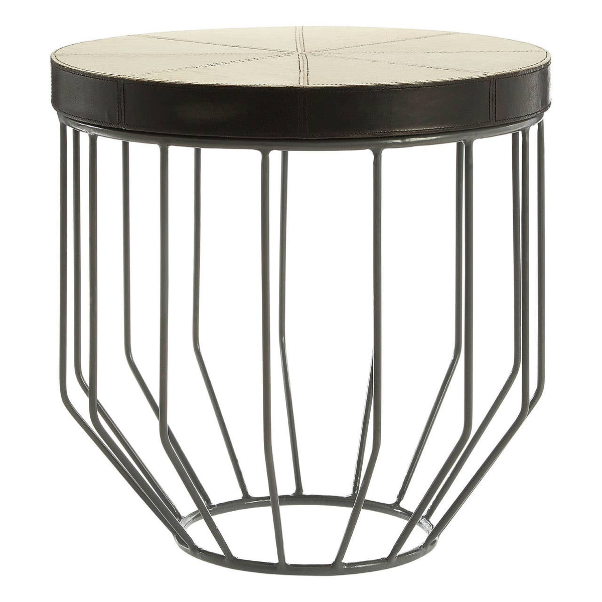 Vienna Hair On Leather Round Side Table #colour_grey