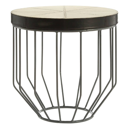 Vienna Hair On Leather Round Side Table 