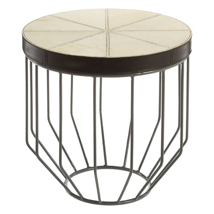 Vienna Hair On Leather Round Side Table 