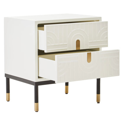 Stowe Off White 2 Drawer Side Table