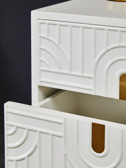 Stowe Off White 2 Drawer Side Table