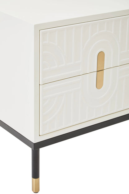 Stowe Off White 2 Drawer Side Table