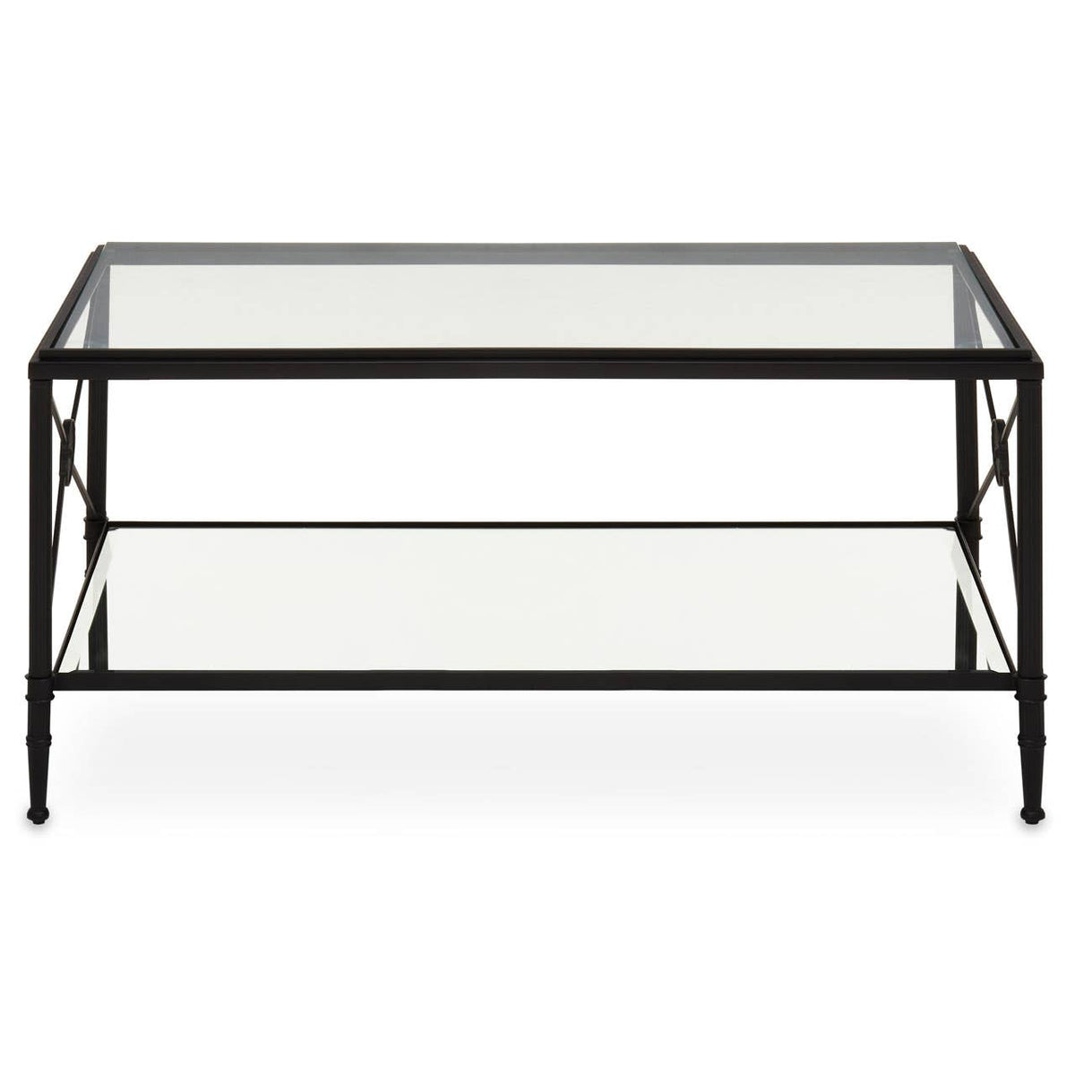 Cowes Glass Coffee Table with Metal Frame 