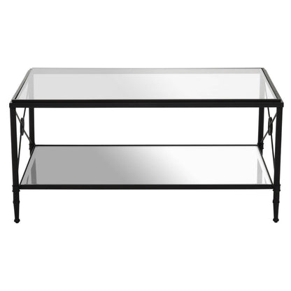Cowes Glass Coffee Table with Metal Frame 