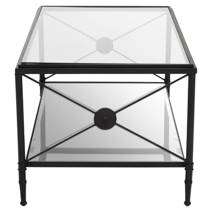Cowes Glass Coffee Table with Metal Frame 