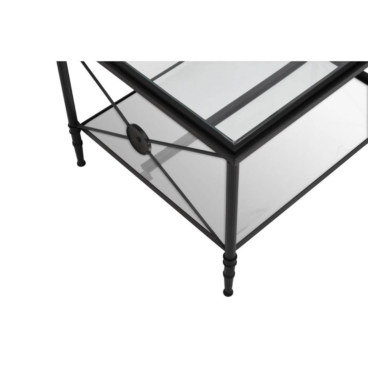 Cowes Glass Coffee Table with Metal Frame 