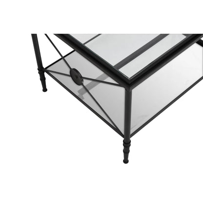 Cowes Glass Coffee Table with Metal Frame 