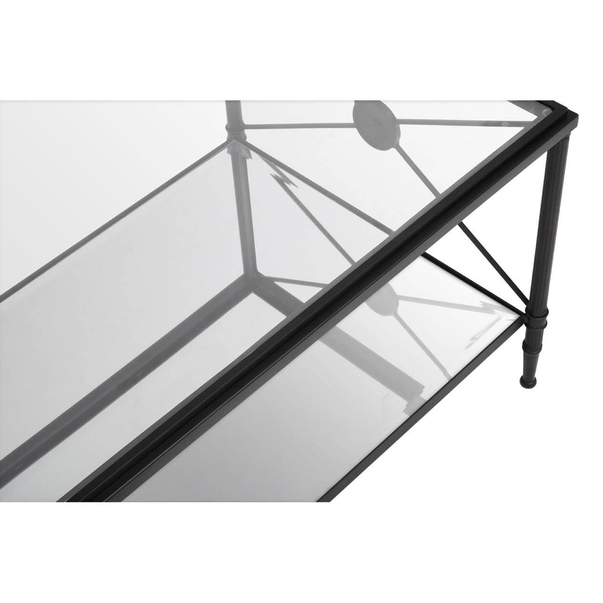 Cowes Glass Coffee Table with Metal Frame 