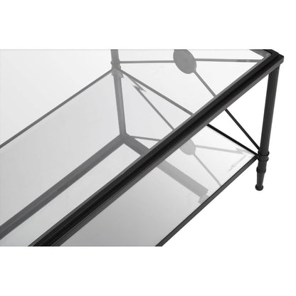 Cowes Glass Coffee Table with Metal Frame 