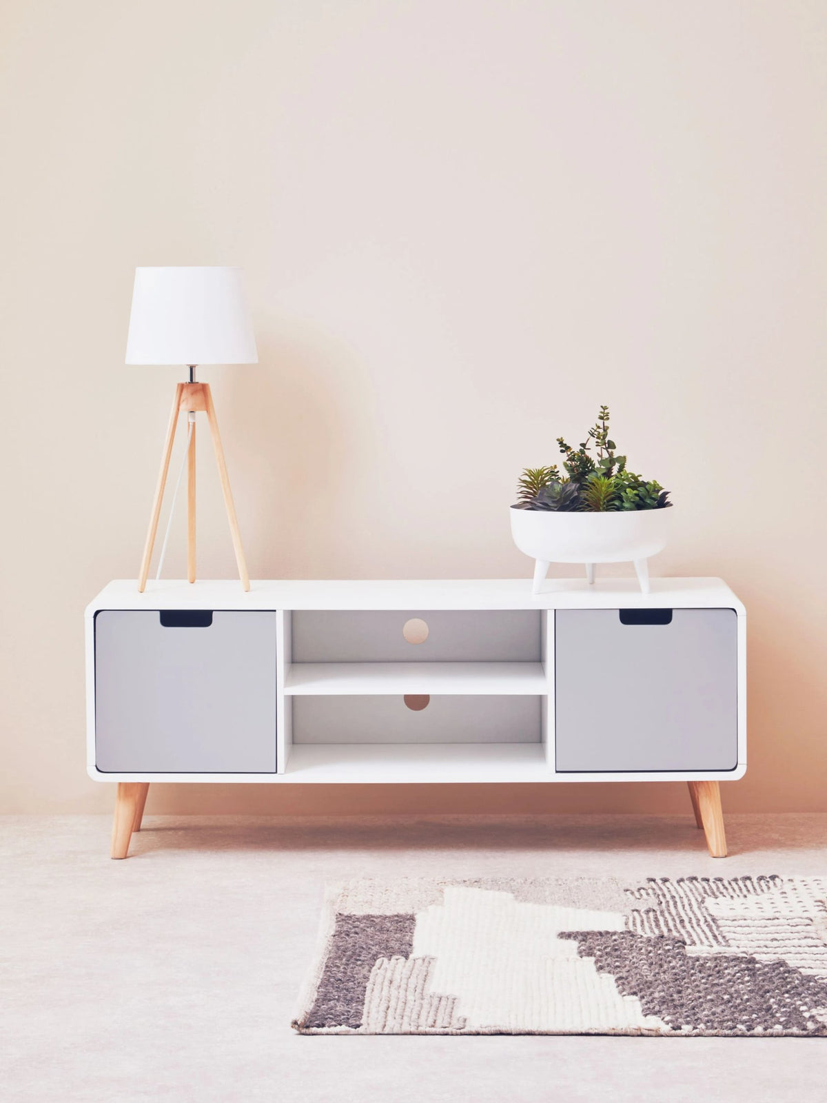 Madison Grey and White Finish Media Unit
