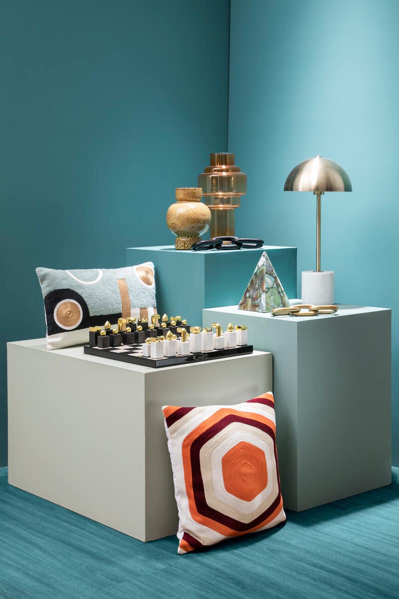 Notting Brushed Brass Table Lamp with Marble Base 