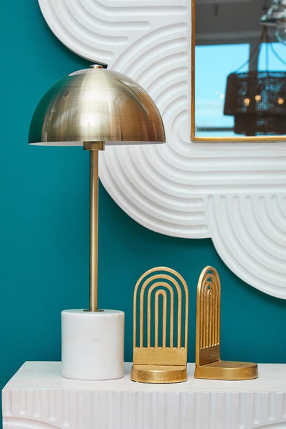 Notting Brushed Brass Table Lamp with Marble Base 