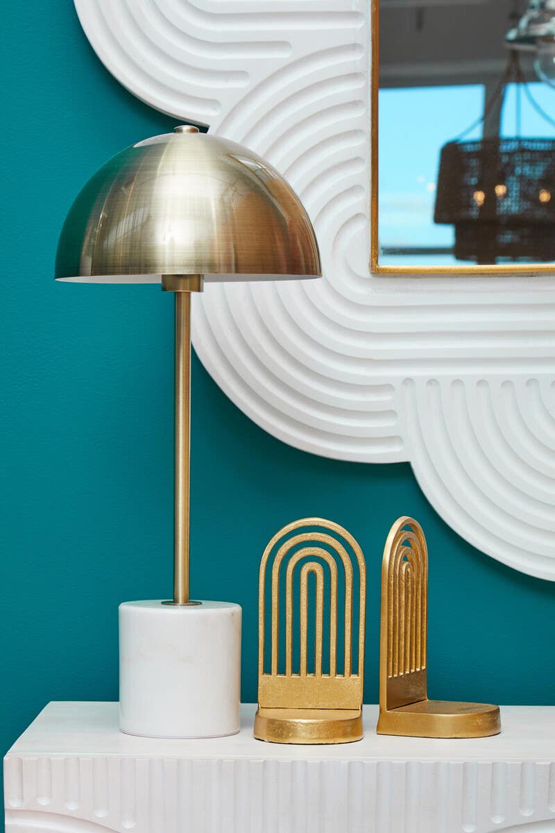 Notting Brushed Brass Table Lamp with Marble Base 