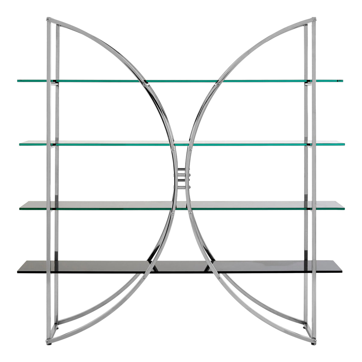 Valencia 4 Tier Glass Shelf Unit with Curved Silver Frame