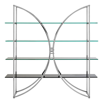 Valencia 4 Tier Glass Shelf Unit with Curved Silver Frame