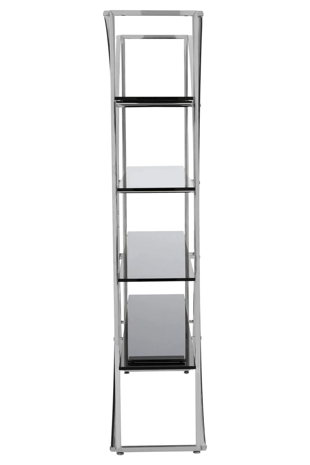 Valencia 4 Tier Glass Shelf Unit with Curved Silver Frame