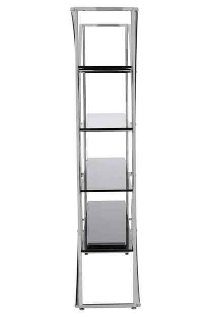 Valencia 4 Tier Glass Shelf Unit with Curved Silver Frame