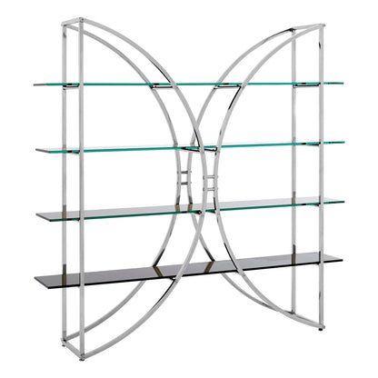 Valencia 4 Tier Glass Shelf Unit with Curved Silver Frame