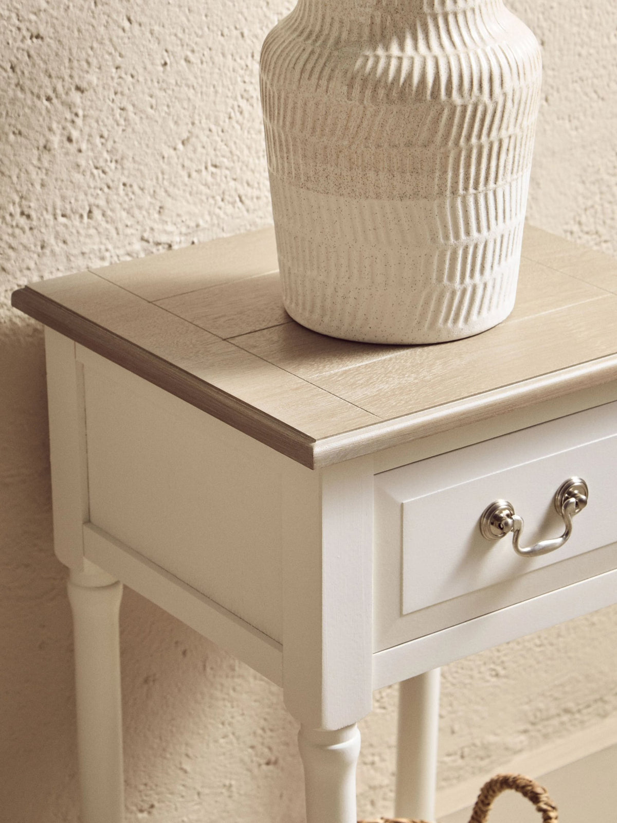 Savoy One Drawer Ivory Wooden Side Table