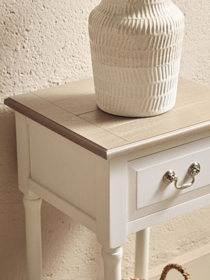 Savoy One Drawer Ivory Wooden Side Table