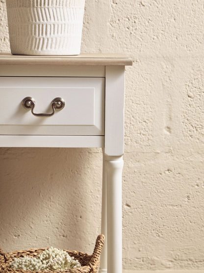Savoy One Drawer Ivory Wooden Side Table