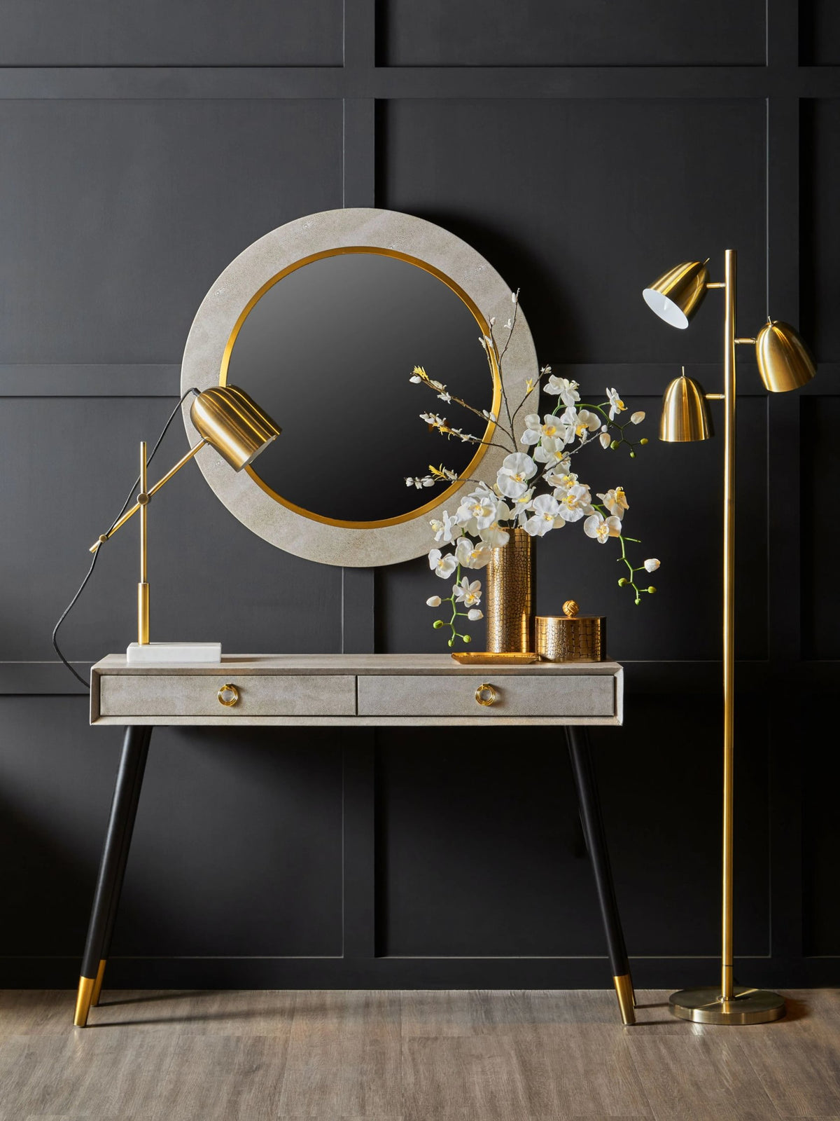 Portofino Shagreen Effect Two Drawer Console Table