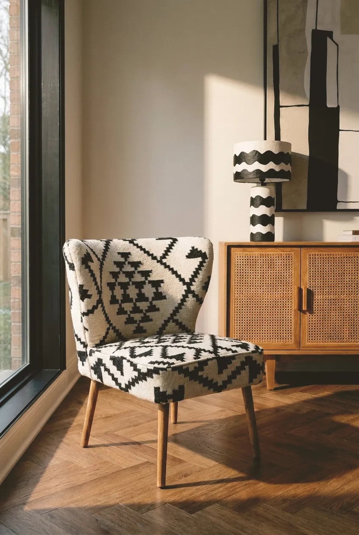 Granada White and Black Berber Style Mango Wood Chair
