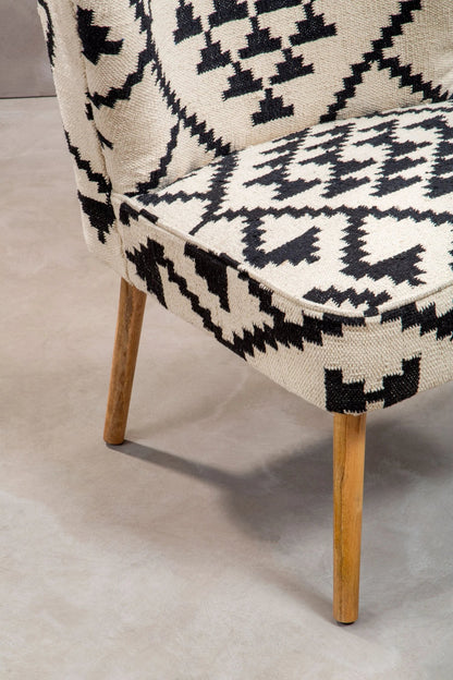 Granada White and Black Berber Style Mango Wood Chair