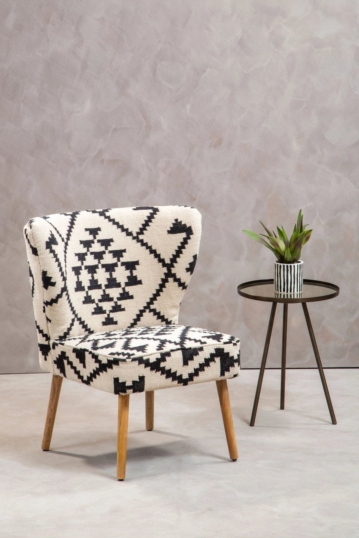 Granada White and Black Berber Style Mango Wood Chair