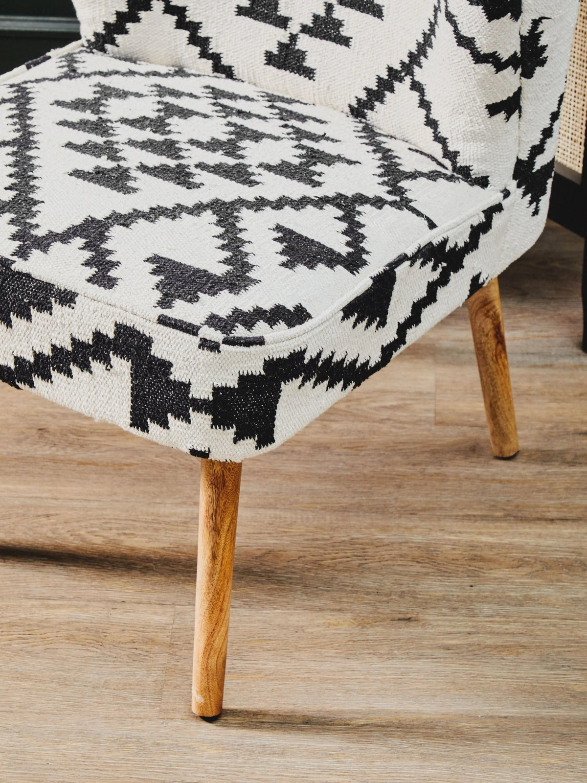 Granada White and Black Berber Style Mango Wood Chair
