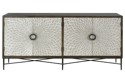 Notting Grey Wash Recycled Elm Wood 4 Door Sideboard
