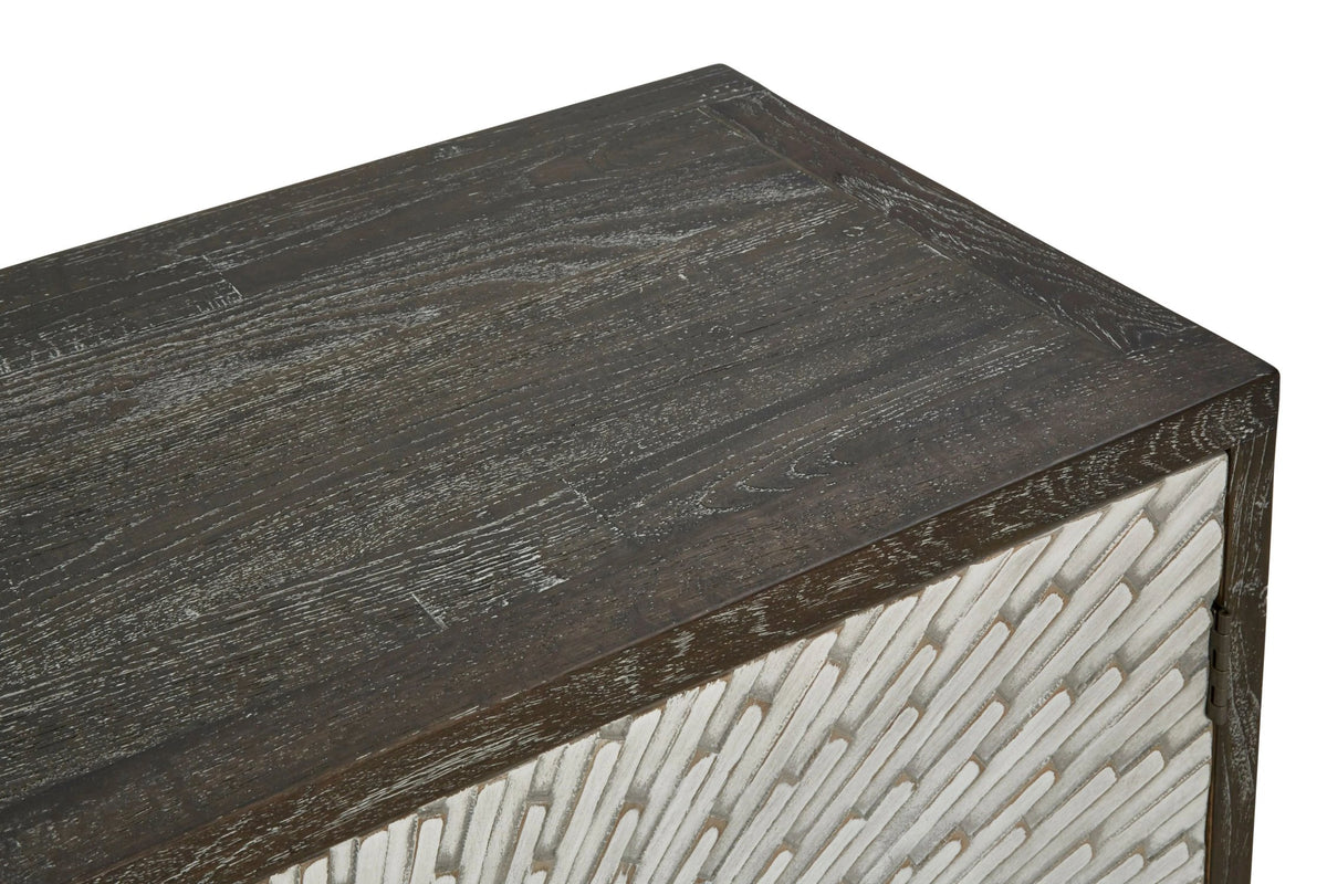 Notting Grey Wash Recycled Elm Wood 4 Door Sideboard