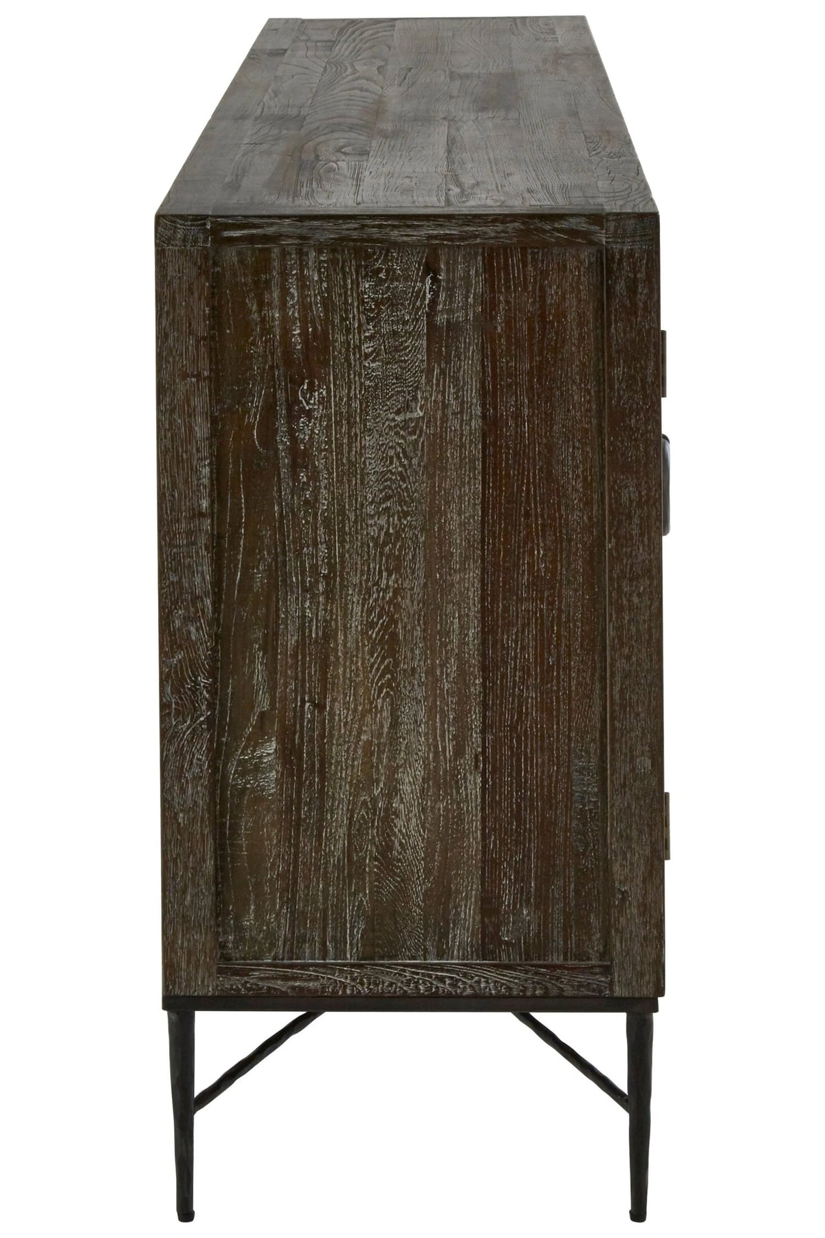 Notting Grey Wash Recycled Elm Wood 4 Door Sideboard