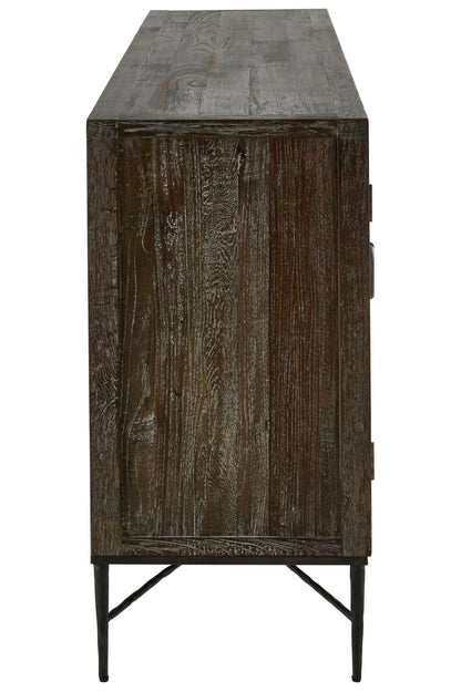 Notting Grey Wash Recycled Elm Wood 4 Door Sideboard