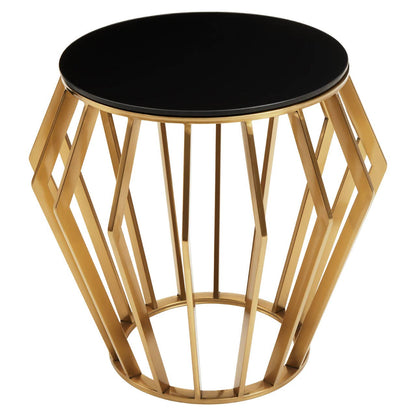 Monaco Large Round Side Table with Black Glass 