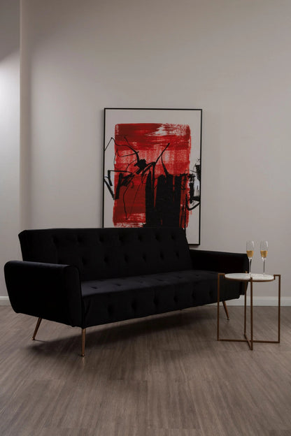 Orford Black Velvet Sofa Bed