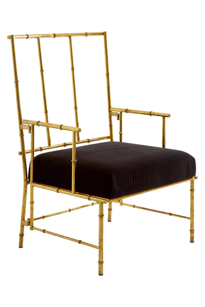 Balmoral Gold and Black Velvet Accent Chair