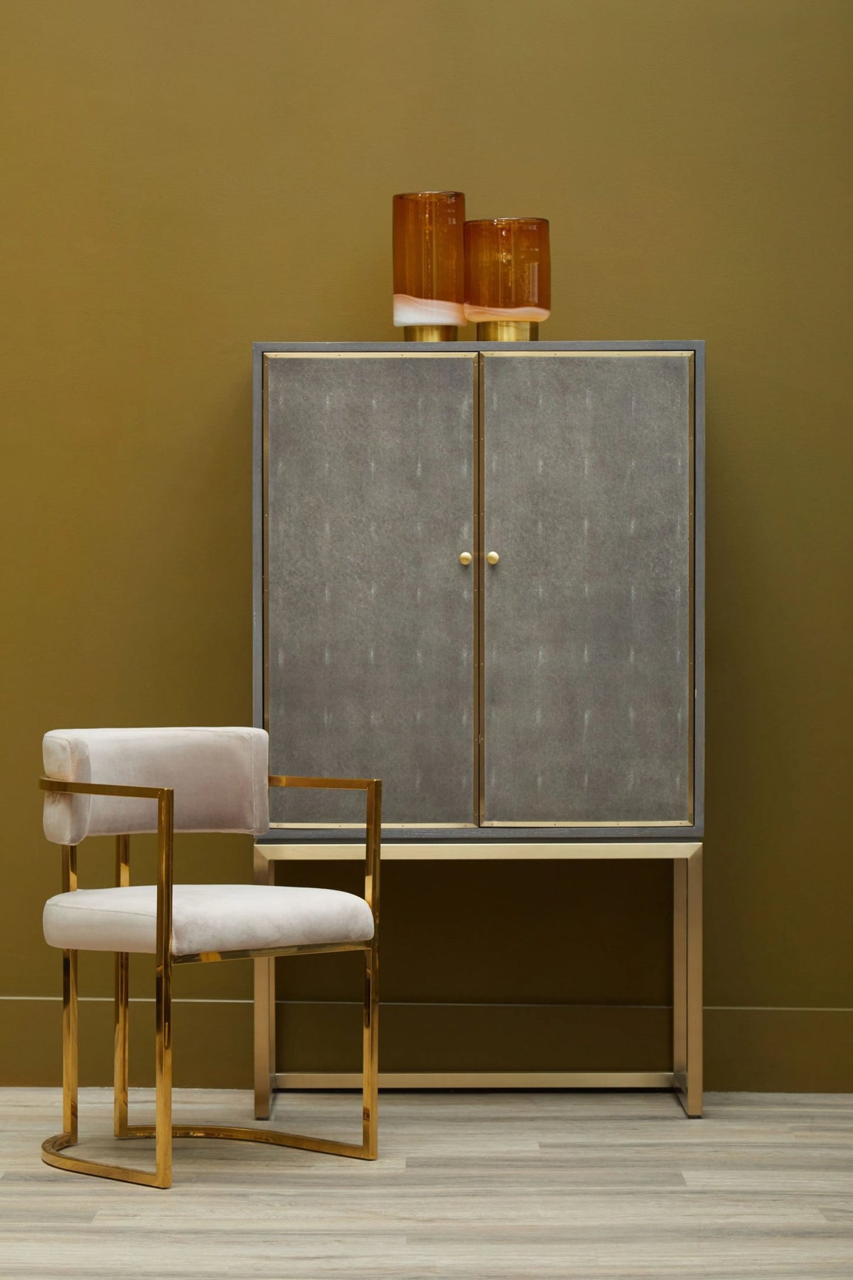 Oxford Grey Shagreen Effect Cabinet